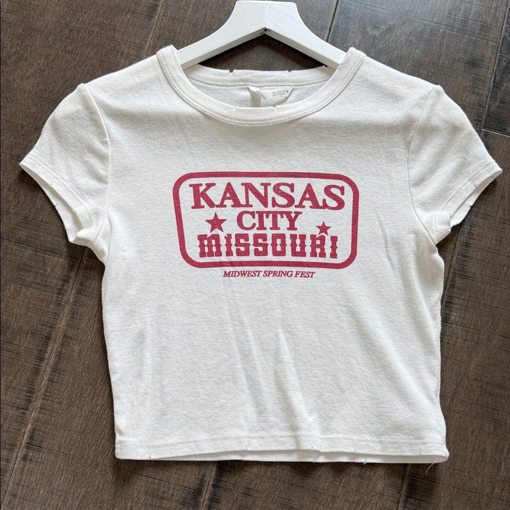 Zara Kids White and Red Kansas City Tee size m